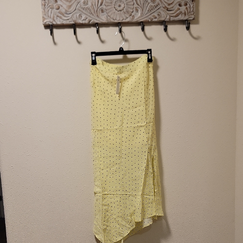 Skies Are Blue Yellow Polka Dot Maxi Skirt Sz 1x Nwt